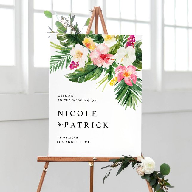 Tropiska vattenfärgsblommor och Greenery Bröllop Poster (Skapare uppladdad)