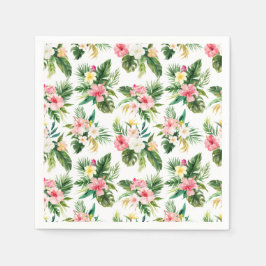 Tropiska vattenfärgsblommor och Greenery Mönster Pappersservett