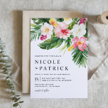 Tropiska vattenfärgsblommor QR-kod Bröllop Inbjudningar<br><div class="desc">Inbjudan gäster till bröllop med anpassadets tropiska bröllopsinbjudan. Den har vattenfärgsgarland i hibiscus,  plumeria,  handflatan löv och andra tropiska växter. Anpassa den här inbjudan till ett bröllop med vattenfärg genom att lägga till dina egna uppgifter. Den här sommaren är botaniska bröllopsinbjudan perfekt för destinationsbröllop och sommar bröllop.</div>