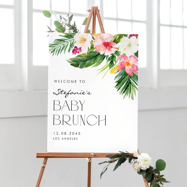 Tropiska vattenfärgsblommor Sommar Baby Brunch Poster (Skapare uppladdad)