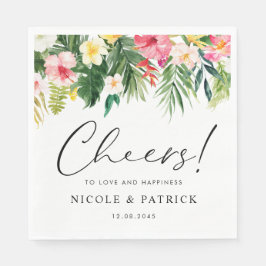 Tropiska vattenfärgsblommor Sommar Bröllop Pappersservett