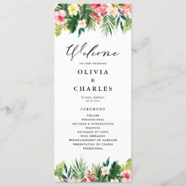 Tropiska vattenfärgsblommor Sommar Bröllop Program