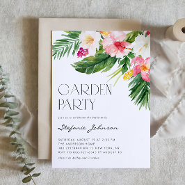 Tropiska vattenfärgsblommor Sommar Garden Party Inbjudningar