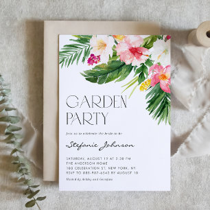 Tropiska vattenfärgsblommor Sommar Garden Party Inbjudningar