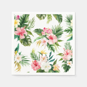 Tropiska vattenfärgsblommor, sommar pappersservett
