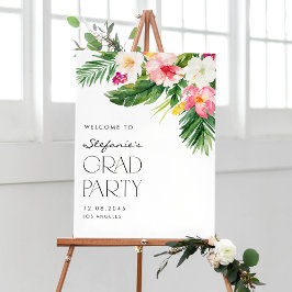 Tropiska vattenfärgsblommor, Studentfest Poster