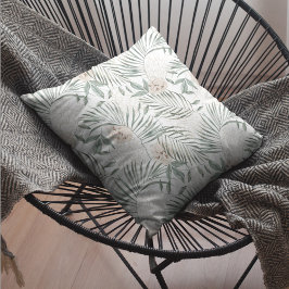 Tropiska vattenfärgsfärger Löv och blommor Mönster Kudde