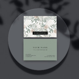 Tropiska vattenfärgsfärger Löv och blommor Mönster Visitkort