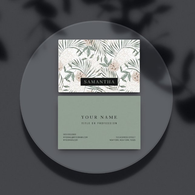 Tropiska vattenfärgsfärger Löv och blommor Mönster Visitkort (Skapare uppladdad)
