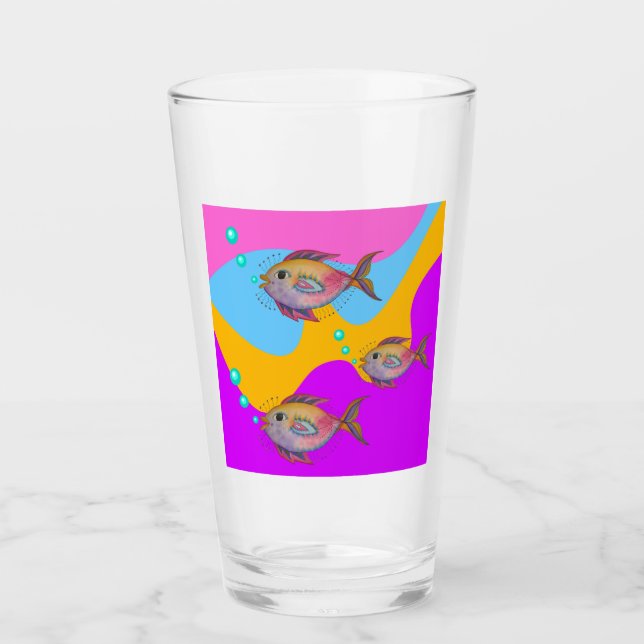 Tropiska vattenfärgsfiskar glaskopp (Framsida)