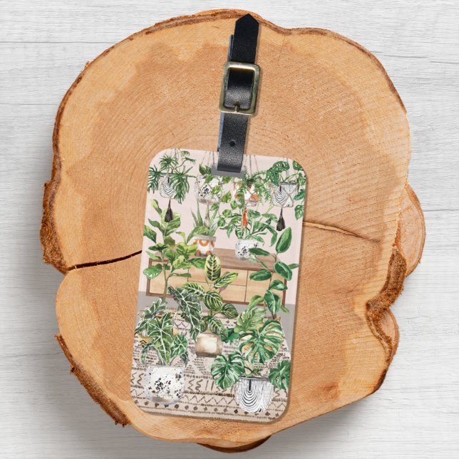 Tropiska vattenfärgshus bagagebricka (Close up)