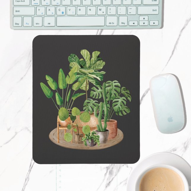 Tropiska vattenfärgshus musmatta (In situ office desk)