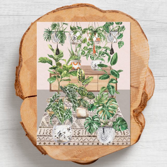 Tropiska vattenfärgshus vykort (Close up)