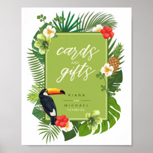 Tropiska vattenfärgskort och presentkort, Grönt-ID Poster