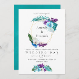 Tropiska vattenfärgsOrchids Geometric Bröllop Inbjudningar