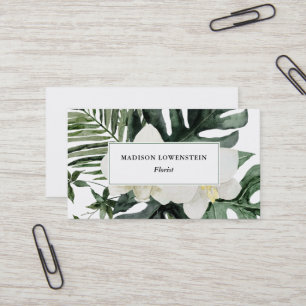 Tropiska vattenfärgsOrchids Monstera Greenery  Visitkort