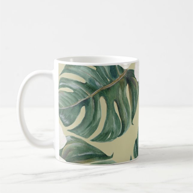 Tropiska vattenfärgsverk: sömlös mönster. kaffemugg (Vänster)