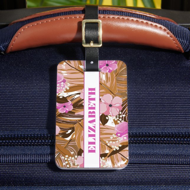 Tropiska växter Blommönster Namn 1 Bagagebricka (Framsida Insitu 2)