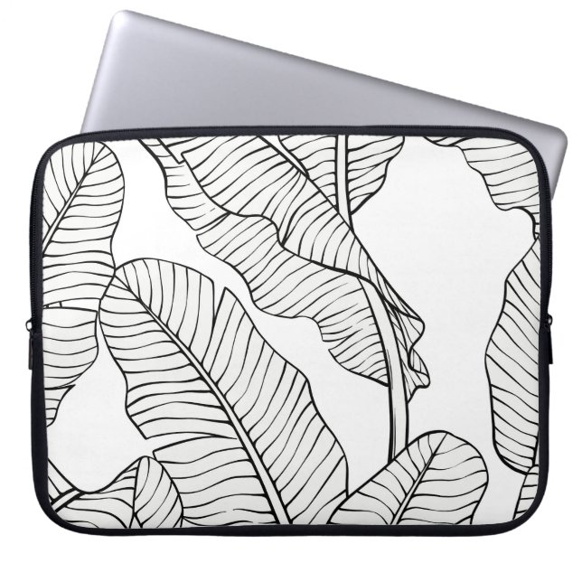 Tropiska växter, blommor, djungelsketch. laptop fodral (Framsidan)
