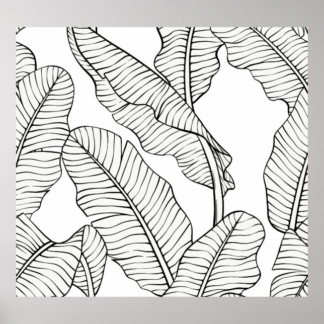 Tropiska växter, blommor, djungelsketch. poster (Framsidan)
