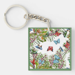 Tropiska växter Butterflies Berries Red Blue