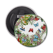 Tropiska växter Butterflies Berries Red Blue