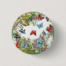 Tropiska växter Butterflies Berries Red Blue