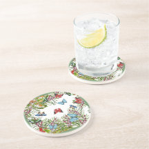 Tropiska växter Fjärilar Bär Röd Blå      