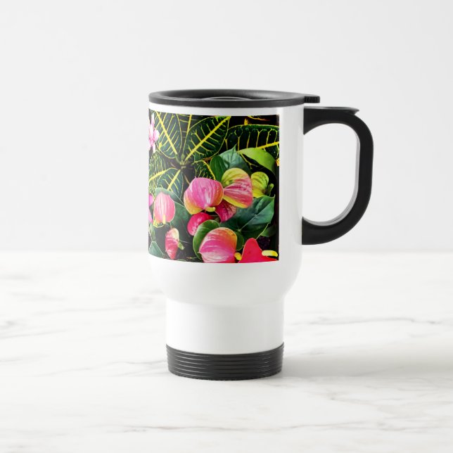 Tropiska växter för rosa och grönt resemugg (Höger)