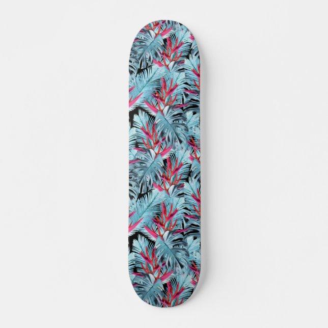 Tropiska växter mini skateboard bräda 18,5 cm (Framsida)
