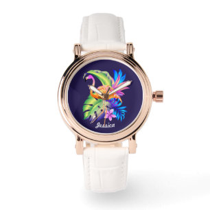 Tropiska växter och Flamingo-Personlig Armbandsur