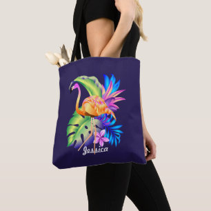 Tropiska växter och Flamingo-Personlig Tygkasse