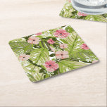 Tropiska växter underlägg papper kvadrat<br><div class="desc">Tropiska gröntar och rosa blommor pappra underlägg är underbara för ge som gåva eller skapa för dig själv. Välj från vilken form som helst.</div>