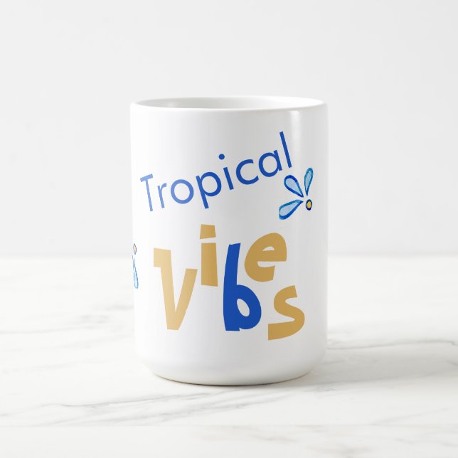 Tropiska Vibes Blue & Gult Kaffemugg (Center)