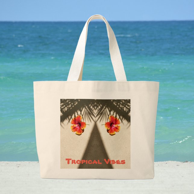 Tropiska Vibes Hibiscus Beach Polynesien Hawaiian Jumbo Tygkasse (Skapare uppladdad)