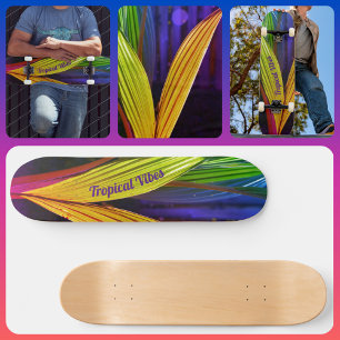Tropiska Vibes i Handflatan med ljusfärgstarka fär Mini Skateboard Bräda 18,5 Cm