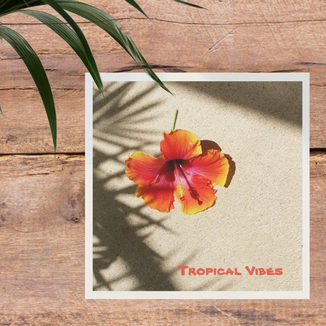 Tropiska Vibes Orange Hibiscus Flower Napkins Pappersservett (Skapare uppladdad)
