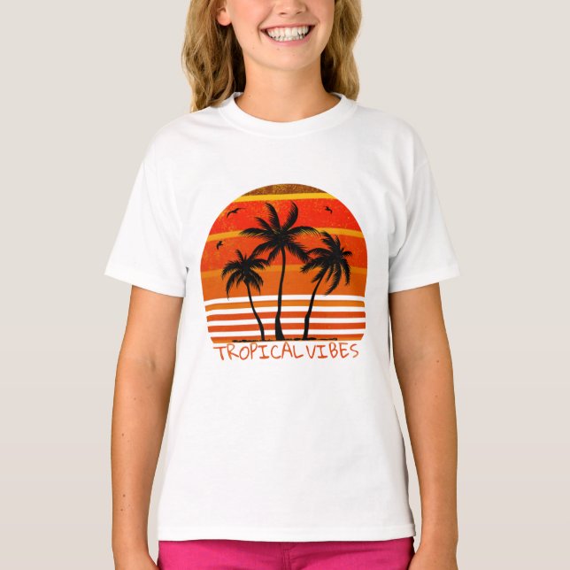 Tropiska vibes, Sunset-stranden T Shirt (Framsida)