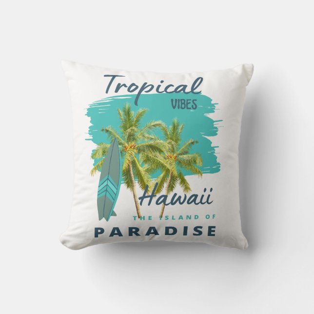 Tropiska Vibrationer Hawaii Paradisön Kudde (Framsida)