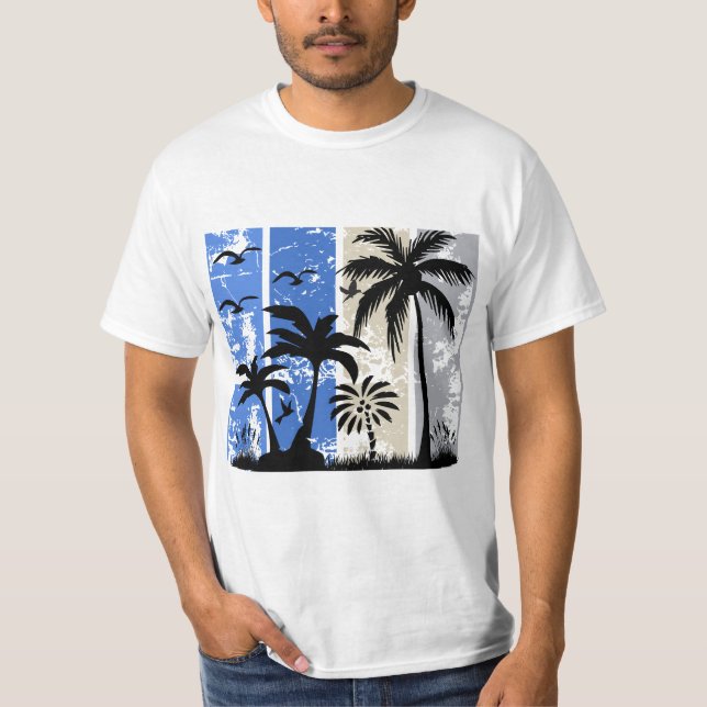 Tropiska vibrationer i ränder t shirt (Framsida)