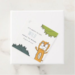 Tropiska Vilden Jungle Lejon Kid Drawn Birthday Gåvor Etiketter