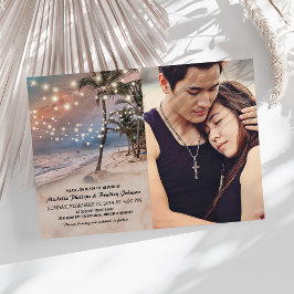 Tropiska Vintage Strand Lampor Foto Bröllop Inbjudningar