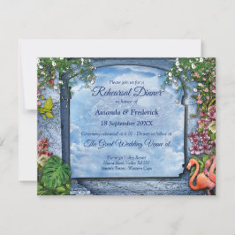 Tropiska Vintagen Blue Marble Palace Inbjudningar