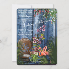 Tropiska Vintagen Blue Marble Palace Inbjudningar