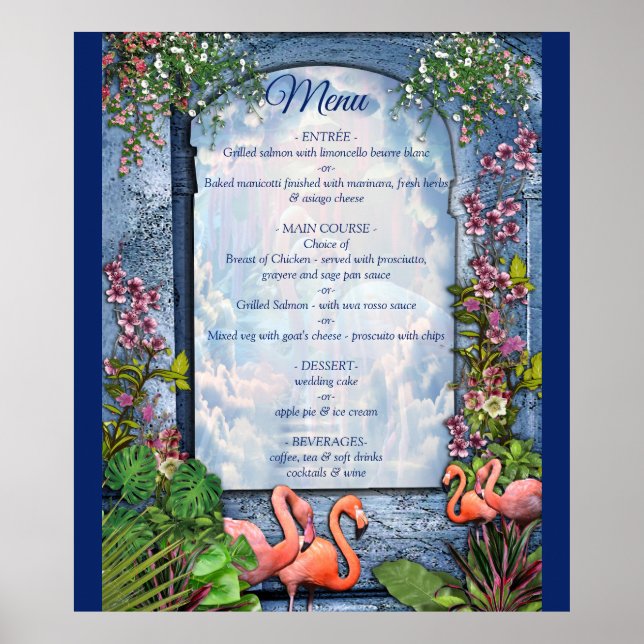 Tropiska Vintagen Blue Marble Palace Poster (Framsidan)