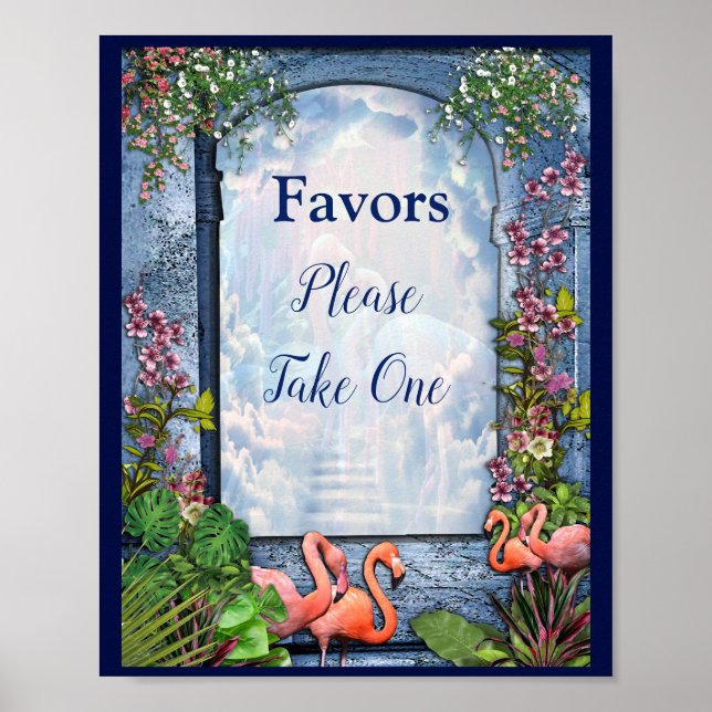 Tropiska Vintagen Blue Marble Palace Poster (Framsidan)