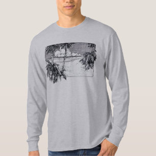 Tropiska Vintagen Handflatan Träd Tee