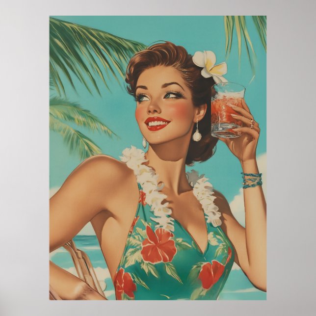 Tropiska Vintagen Paradise Vibes Poster (Framsidan)