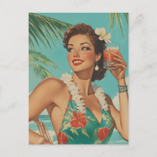 Tropiska Vintagen Paradise Vibes Vykort
