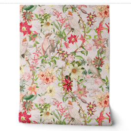 Tropiska Vintagen Parrots Garden Chinoiserie Wallp